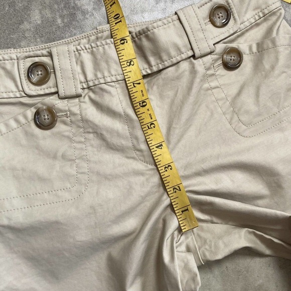 Ann Taylor Pants Womens Size 4 Tan Lindsay Crop Ankle Chino Mid Rise‎ Buttons - Picture 3 of 9